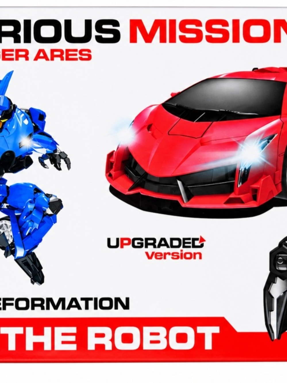 Red Transforming Sports Car Robot Toy - Kids Toy